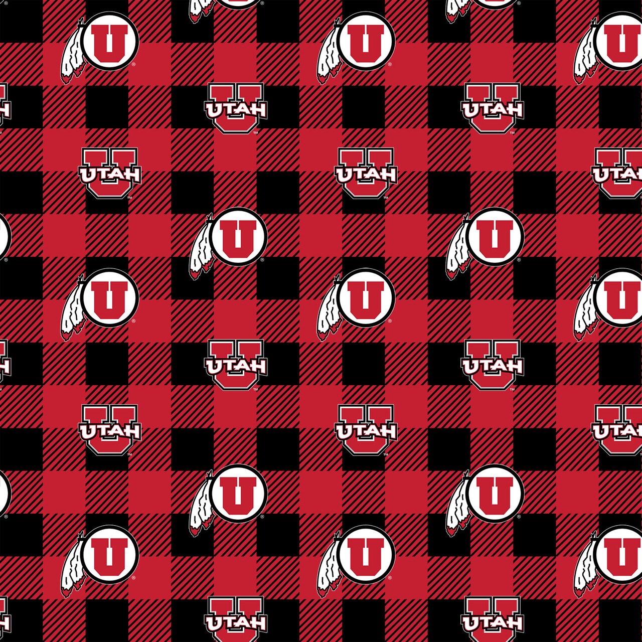 Sykel Enterprises-University of Utah Fleece Fabric-Utah Utes Buffalo Plaid Fleece Blanket Fabric-Sold by the yard